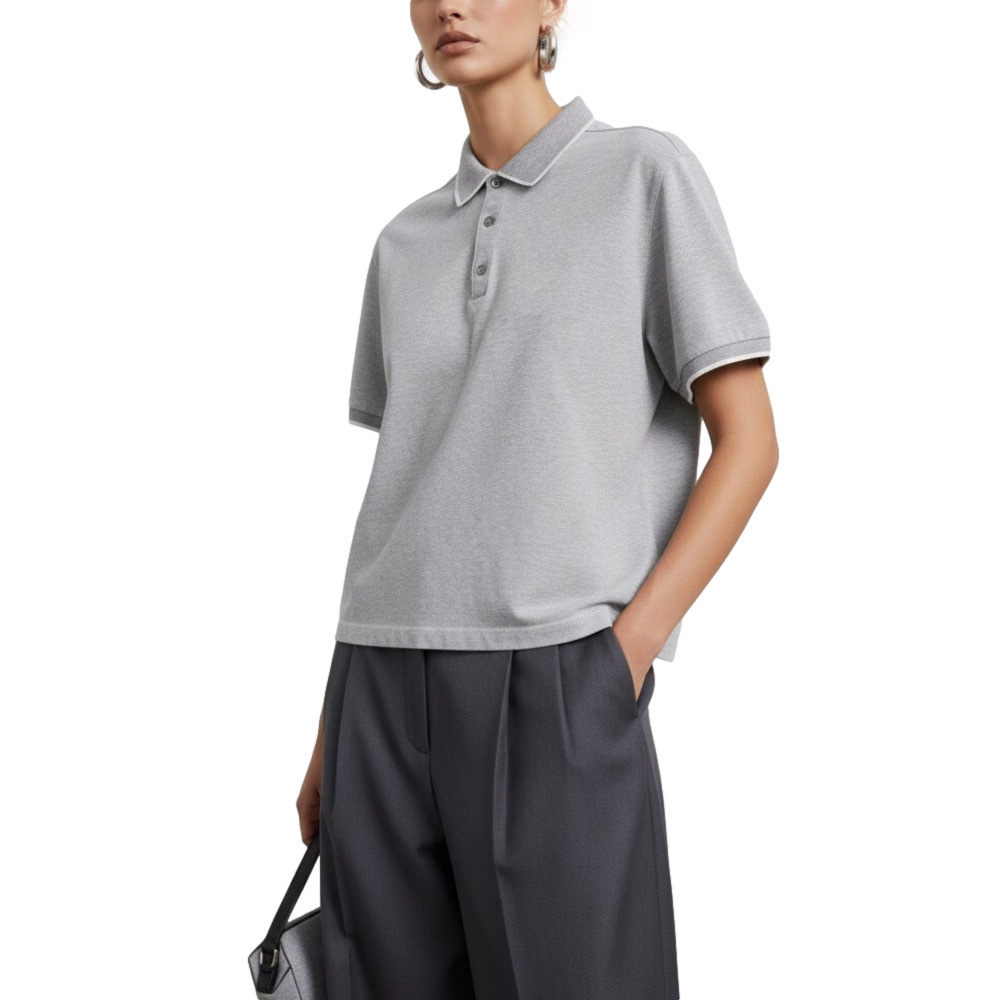 Ferrante Italy grey cotton pique short sleeve polo golf shirt